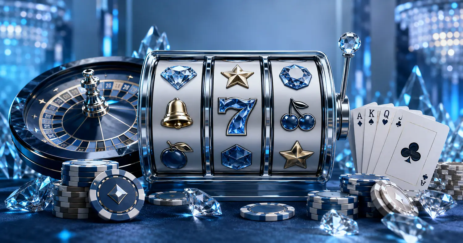 Rolex9 casino games with slot reels, roulette wheel, poker cards and chips